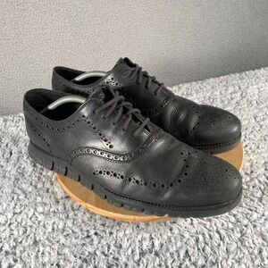 Cole Haan Zerogrand Oxford Men's 12M Black‎ Wingtip Leather Dress Shoes C20719